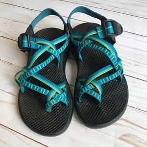 Green and Blue Chaco Sandals- size 6
